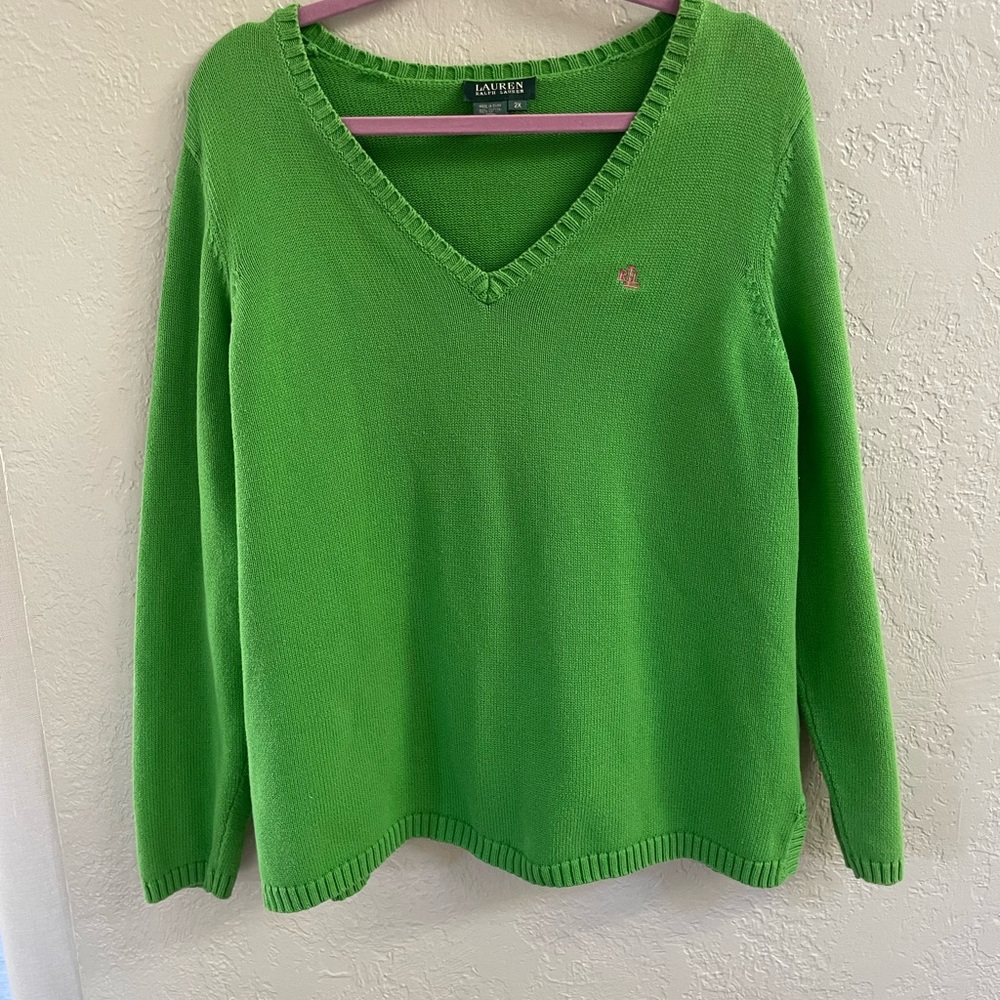 Ralph Lauren Green V-Neck Sweater